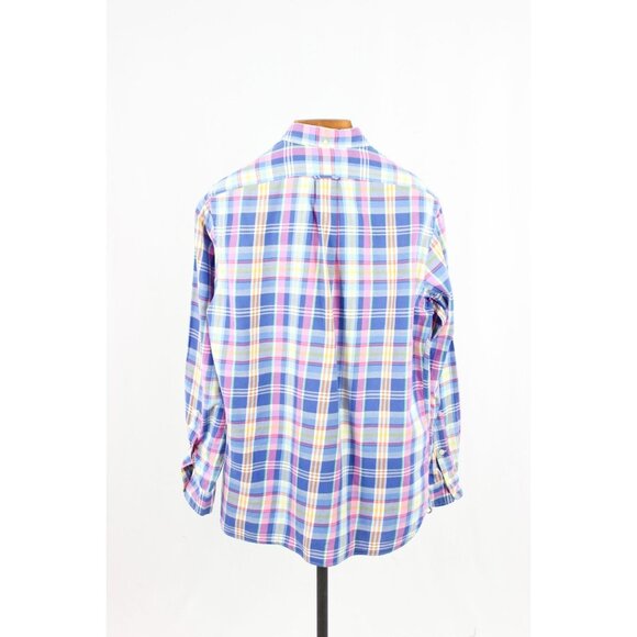 POLO RALPH LAUREN Blue Pink Madras Plaid Cotton Twill Button Down Shirt, Size M - Picture 2 of 15